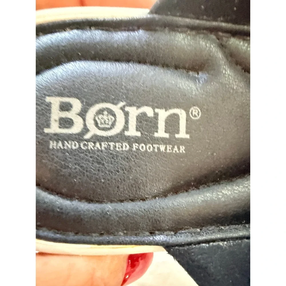 Born Black Leather‎ Crisscross Platform Slide Sandals BR0004803 Women 8M